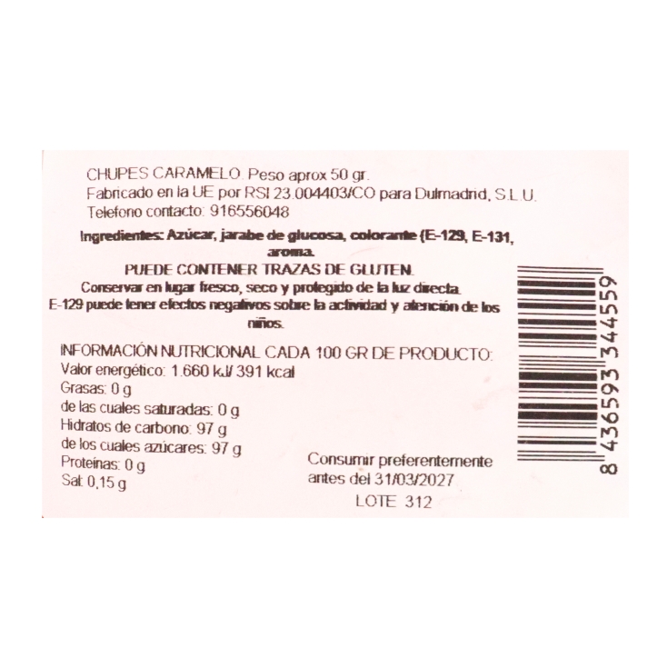 chupes caramelo, 50g