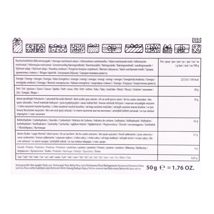 calendario adviento navidad, 50g