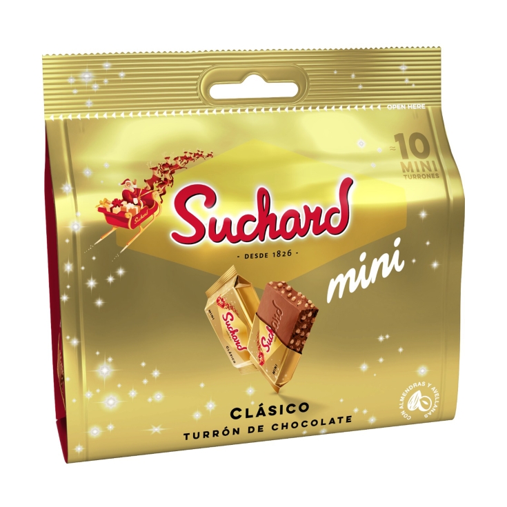 mini turrón chocolate porciones, 10ud