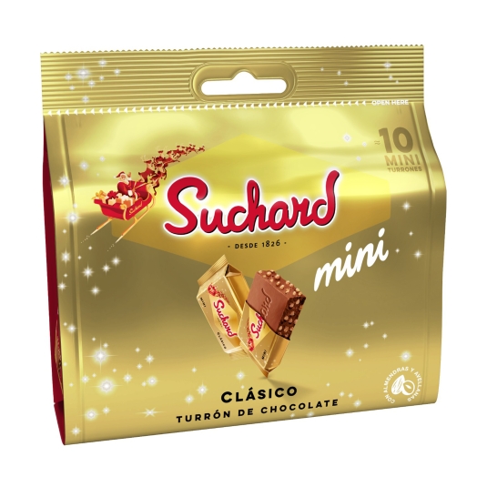 mini turrón chocolate porciones, 10ud