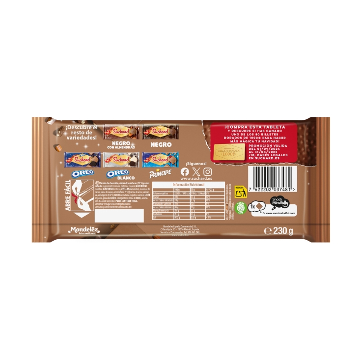 turrón chocolate con almendras, 230g