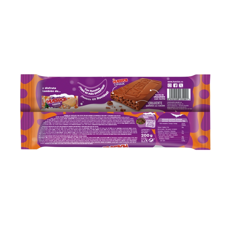 turrón chocolate huesitos, 200g