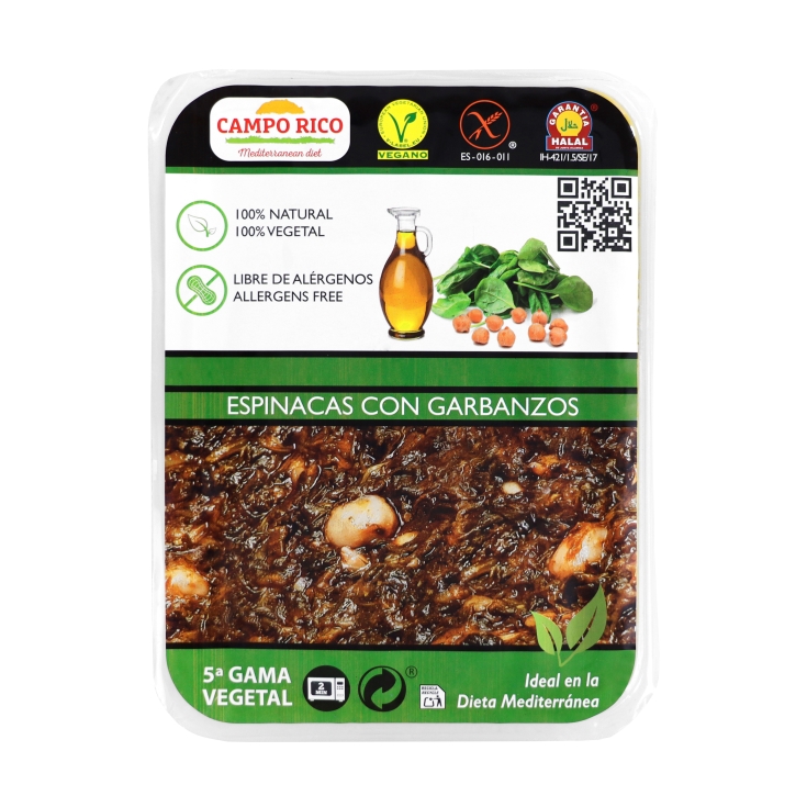 espinacas con garbanzos, 360g