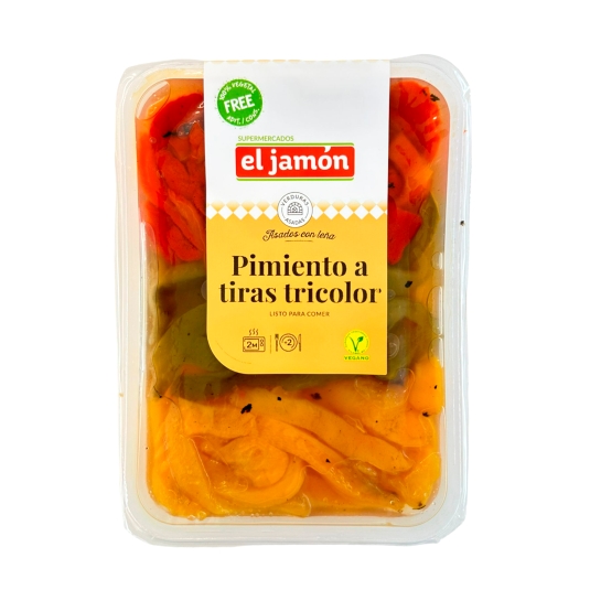 pimiento a tiras asado tricolor, 250g