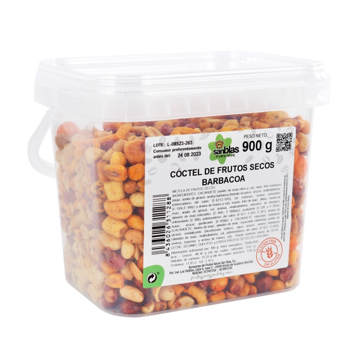 cóctel frutos secos barbacoa cubo, 900g