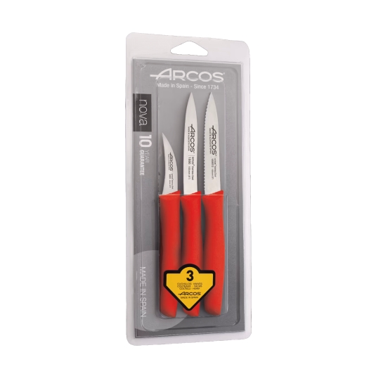 juego cuchillo mango rojo 3ud., ud