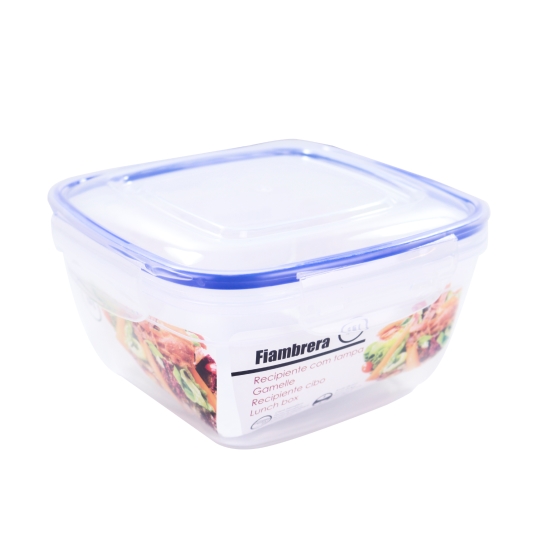 fiambrera cuadrada tapa azul 1500ml, ud