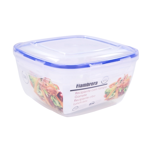 fiambrera cuadrada 2400ml tapa azul, ud
