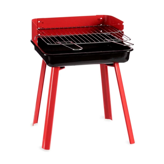 barbacoa carbón rectangular rojo y negro, ud