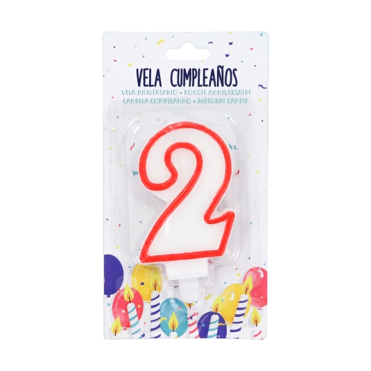 VELA CUMPLEAÑOS BLANCO ROJA Nº1 8 5cm 0,90 €