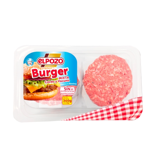 burguer mixta cerdo y vacuno, 360g