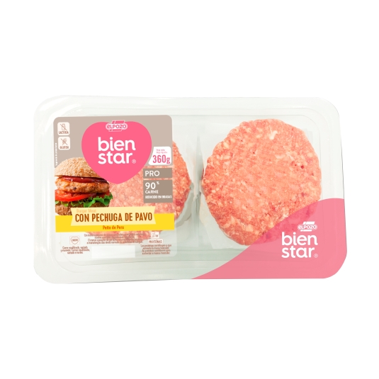 burguer pechuga de pavo bandeja, 360g