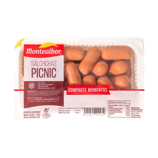 salchichas de pollo cocidas picnic 350g, bja
